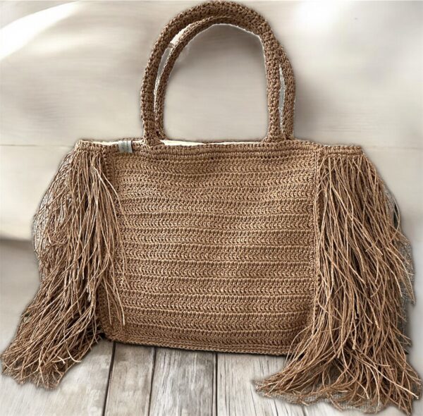 Raffia Fringe Tote - Image 3