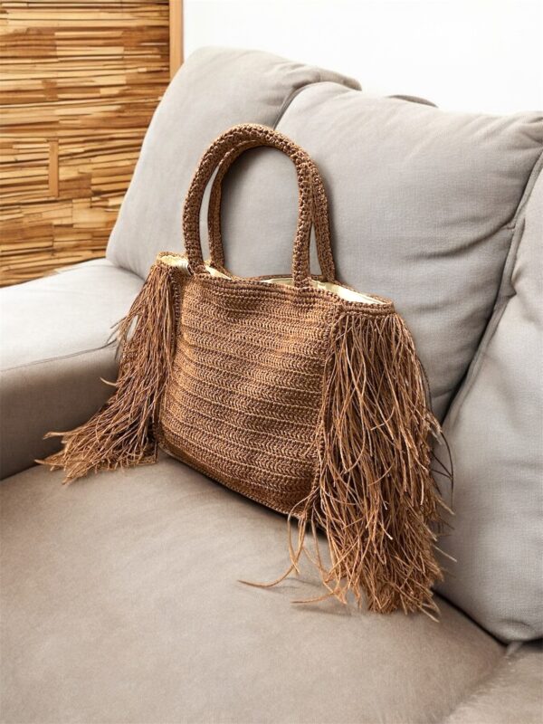 Raffia Fringe Tote - Image 2