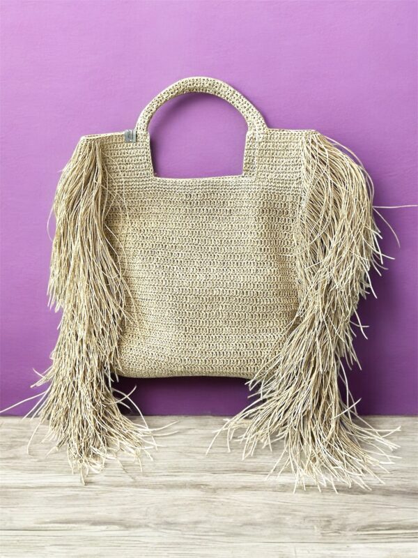 Natural Woven Tote with Extra Long Fringe